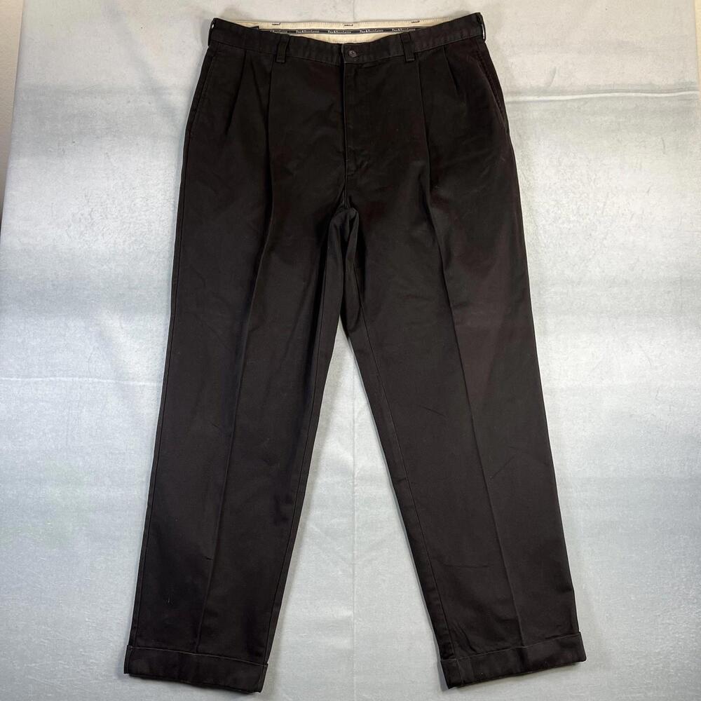 Vintage Polo Ralph Lauren Pleated Pant Mens 38x32 Black Hammond Chino 90s